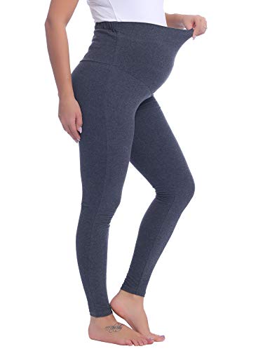 Joyaria Cotton Maternity Leggings Over-the-Belly,Maternity Clothes - color: Dark Grey, size: Medium