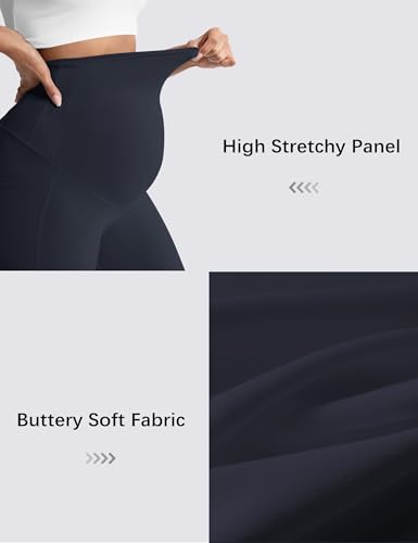 Mama Land Buttery Soft Maternity Flare Leggings - color: Navy Blue, size: Medium Tall