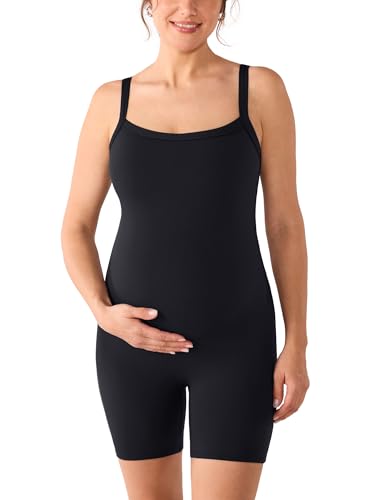 MOMANDA Maternity Bodysuit Shorts 5.5" - color: Black, size: XX-Large