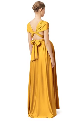 72styles Maternity Multi-Way Wrap Infinity Maxi Dress for Baby Shower - color: Mustard Yellow, size: One Size Plus
