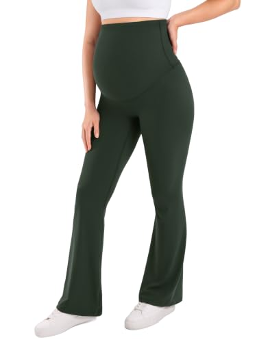 MOMANDA Flared Maternity Leggings 31.5" - color: Legend Green, size: X-Small