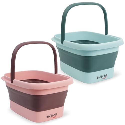2-Pack Collapsible Foot Bath Tubs with Handles,Portable Plastic Tubs - color: Pink&green, size: 2 pack