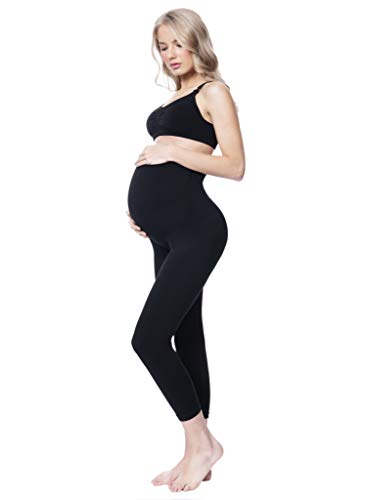 Maternity Pregnant Women stretch comfy 3/4 Leggings, Capri - color: Black, size: Small