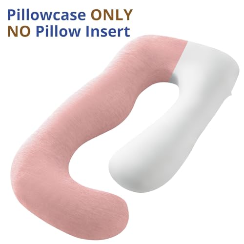 Sasttie Cooling Pregnancy Pillow Cover for 57-inch Maternity Pillow, Blush - color: Blush