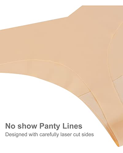 SHARICCA Women No Show Seamless Underwear Thong Invisible Soft Panties Multi Pack - color: (7 Pack) 7 Beige, size: X-Small