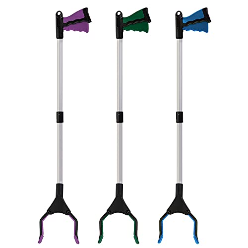 TOPZEA 3 Pack Grabber Reacher Tool for Elderly, 32 Inch Foldable Trash Pick Up Stick Grabbers Picker Upper, Long Claw Grabber Pickup Tool for Garbage, Mobility Aid Reaching Assist Tool, Garden Gripper