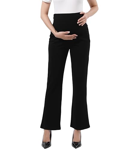 Alina Mae Maternity Work Pants Over The Belly Bootcut Dress Pants for Women - color: Trouser Style - Black, size: 0-2