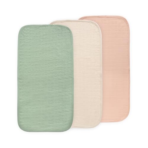 mushie Water Repellent Changing Pad Liners | Cotton (Blush Combo) - color: Blush Combo