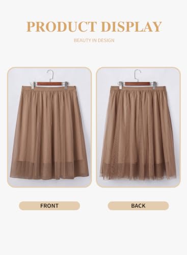 Eytino Plus Size Maxi Skirts for Curvy Women - color: Brown, size: 1X