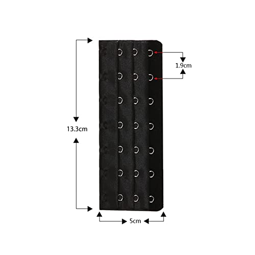 7 Hooks Bra Extender Back Corset Extender Ladies Bra Strap Extension 4pcs - color: Black