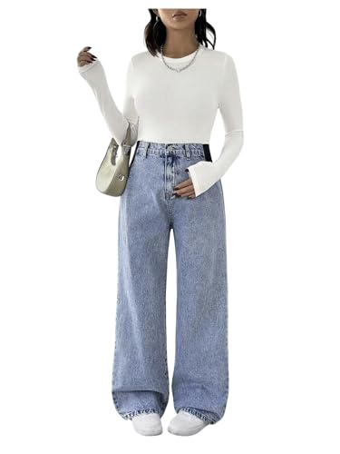 MakeMeChic Women's Maternity Jeans Loose Fit Over The Belly Pants - color: Light Blue, size: Medium