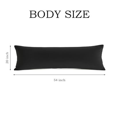 Set of 2 Brushed Microfiber Pillowcases 20x54 inch Black - color: Black, size: Body
