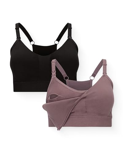 Kindred Bravely Essentials Sports Pumping & Nursing Bra, Hands Free, 2 Pack - color: Black & Twilight, size: Small
