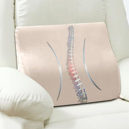 Lumbar Support Pillow for Recliner and Couch, Ergonomic Back Support Pillow - color: Beige