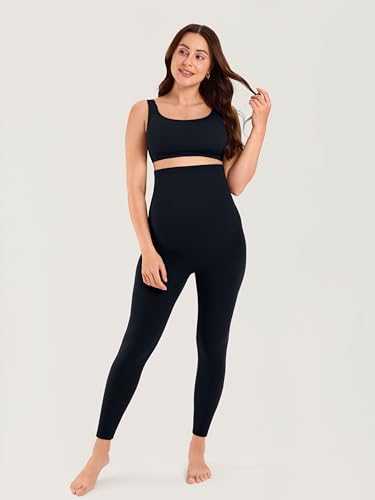 MOMANDA Seamless Maternity Leggings 25" - color: Black, size: Medium