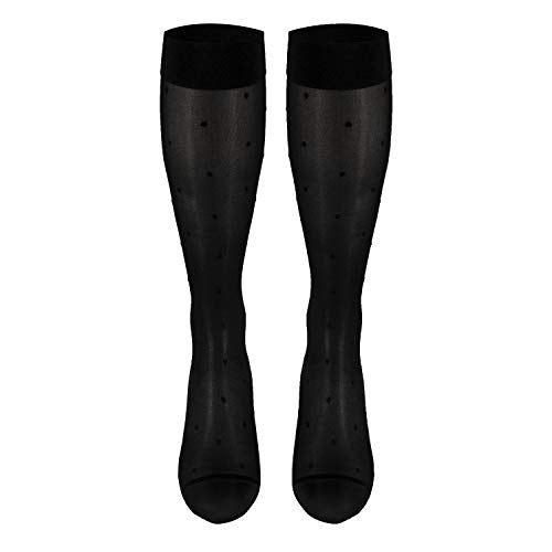 Truform Sheer Compression Stockings, 15-20 mmHg, Women's Knee High Length, Dot Pattern, Black, Small - color: Black, size: Small (1 Pair), style: Dot Pattern