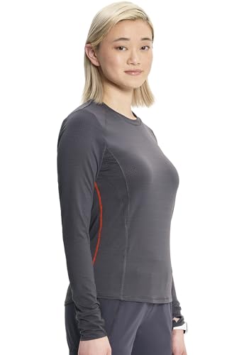 Cherokee Infinity Long Sleeve Underscrubs for Women Round Neck Top - color: Pewter, size: Large