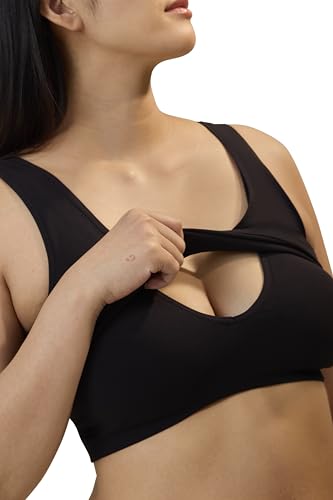 Kindred Bravely Sublime Longline Scoop Neck Nursing & Breastfeeding Bra - color: Black, size: 1X