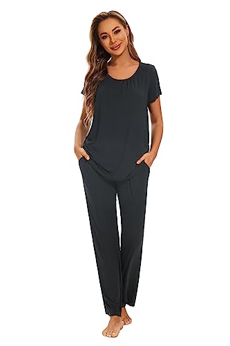 Smallshow Women's Maternity Nursing Pajamas - color: Dark Grey, size: Medium