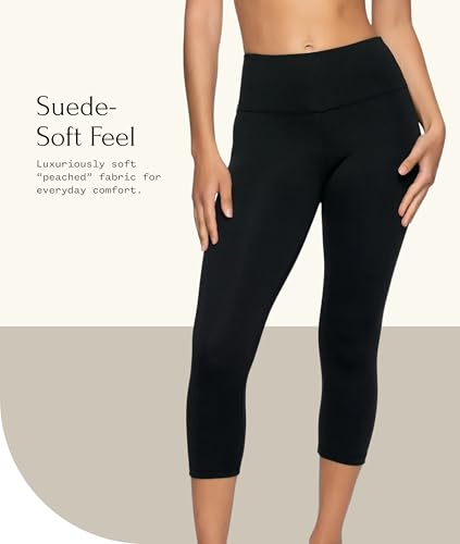Felina Super Soft Sueded Women's Capri Legging, Squat Proof & Breathable - color: Black, size: Large