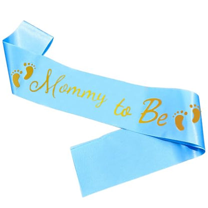 Mommy to Be Sash, Blue Baby Shower Sashes - color: Blue
