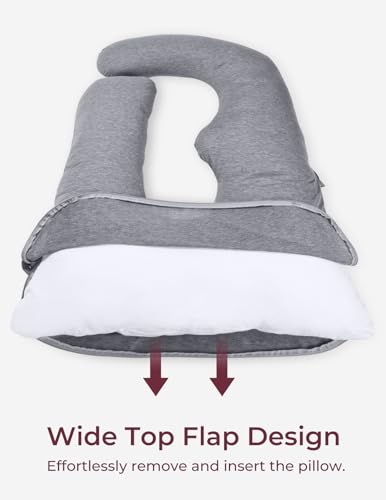 Momcozy Soft Knit Pregnancy Pillow Cover, U Shaped Maternity Pillowcase - color: U Shape-soft Knit-grey