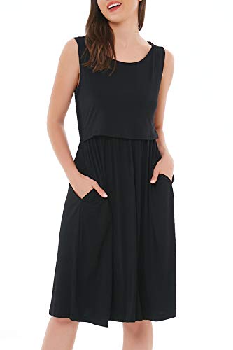 Smallshow Women's Sleeveless Nursing Dresses - color: Black, size: Large