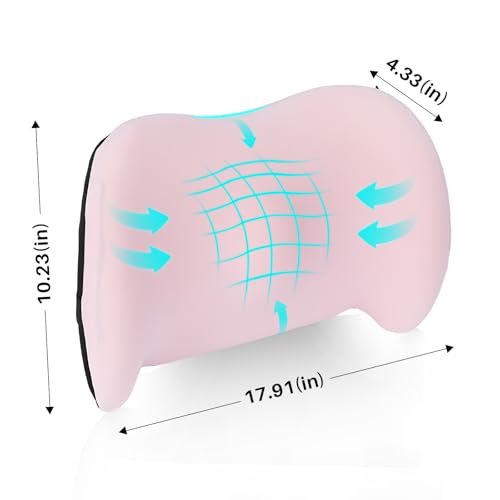 Cooling Lumbar Support Pillow for Office Chair,Memory Foam Car Back Cushion - color: Pink Cooling