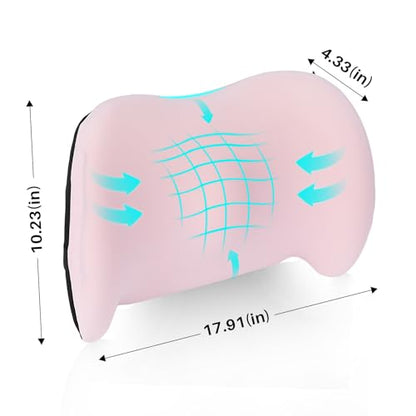 Cooling Lumbar Support Pillow for Office Chair,Memory Foam Car Back Cushion - color: Pink Cooling