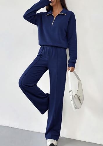PRETTYGARDEN Women's Lounge Sets 2 Piece Outfits Sweatsuits - color: Dark Blue, size: Small