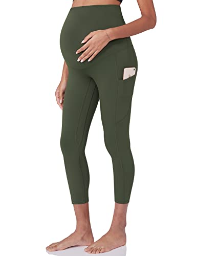 POSHDIVAH Maternity Workout Leggings Pregnancy Yoga Pants Pockets - color: Capri Green, size: XX-Large