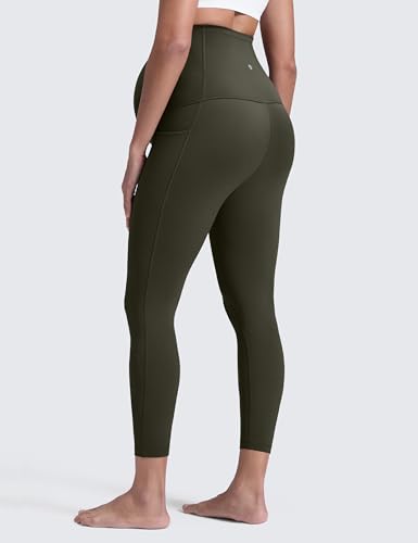 CRZ YOGA Maternity Leggings Pockets 25" - color: Olive Green, size: Small