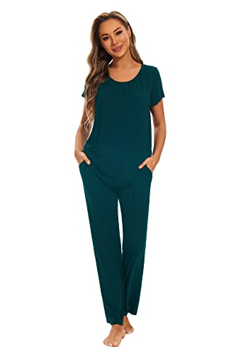 Smallshow Women's Maternity Nursing Pajamas - color: Teal, size: Medium