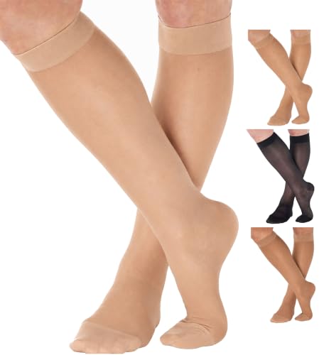 ABSOLUTE SUPPORT Women Sheer Compression Socks 20-30mmHg, Nude, X-Large - color: Nude, size: X-Large