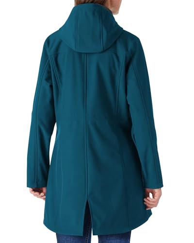Outdoor Ventures Women's Waterproof Fleece Lined Hooded Softshell Rain Coat - color: Modern Blue, size: XX-Large
