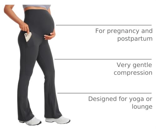 CRZ YOGA Maternity Flare Legging Pocket 31'' - color: Mysterious Grey, size: Small
