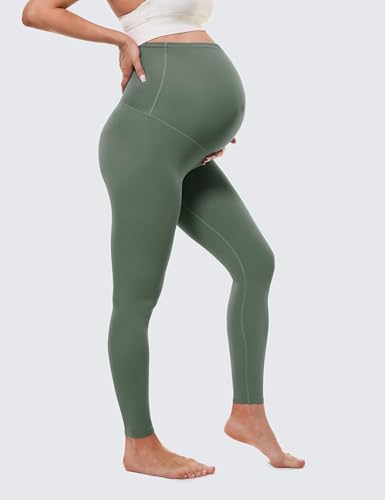 Buttergene Maternity No Front Seam Legging 25" - color: Dusty Green, size: X-Small