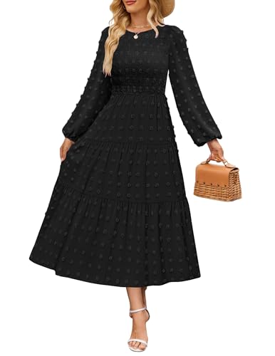 CzzzyL Women's Nursing Dresses Fall Boho Floral Breastfeeding with Pockets - color: Black, size: Medium