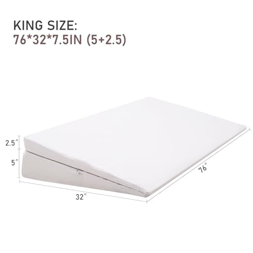 SUNYRISY Adjustable Wide Size Bed Wedge Pillow Wedge Mattress Topper - size: King 76*32*7.5in