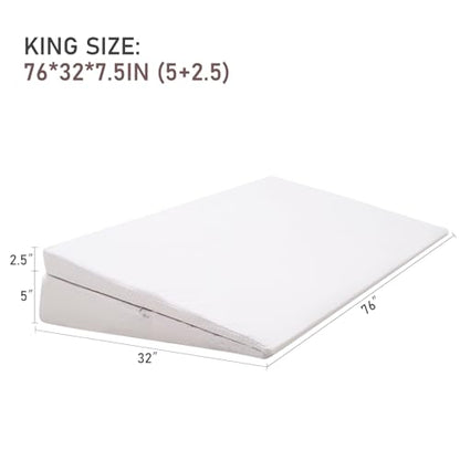 SUNYRISY Adjustable Wide Size Bed Wedge Pillow Wedge Mattress Topper - size: King 76*32*7.5in