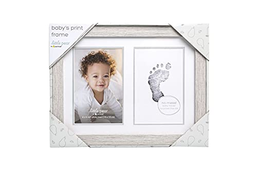 Little Pear Baby Photo and Handprint or Footprint Frame, Baby Keepsake Frame, Rustic White Washed Frame - color: Rustic Babyprint Frame