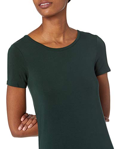 Amazon Essentials Women's Jersey Standard-Fit Short-Sleeve Crewneck Side Slit Maxi Dress - color: Deep Green, size: Medium