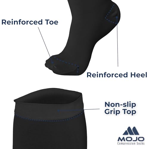 Mojo Compression Socks Women Knee High Stockings 20-30mmHg, Black Large - color: Black, size: Large