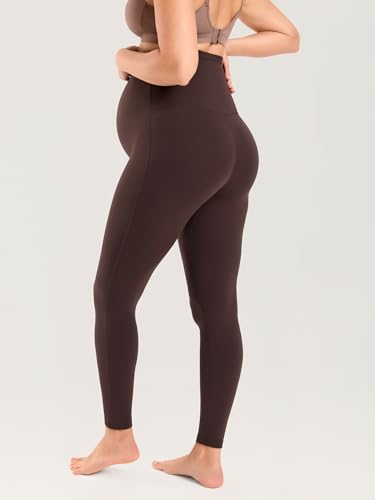 MOMANDA Seamless Maternity Leggings 25" - color: Hot Fudge Brown, size: XX-Large