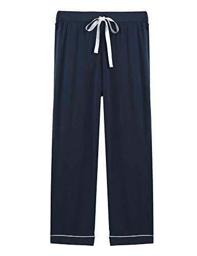 Joyaria Women's Cooling Bamboo Viscose Pajama Set Long Sleeve Button Front - color: Long-navy, size: Large