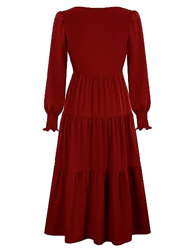 CzzzyL Womens Flutter Sleeve Nursing Dress for Breastfeeding with Pockets - color: Red-09, size: Medium
