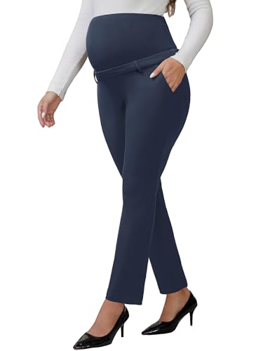 Maternity Work Pants Skinny Office Trousers - color: Blue, size: X-Large