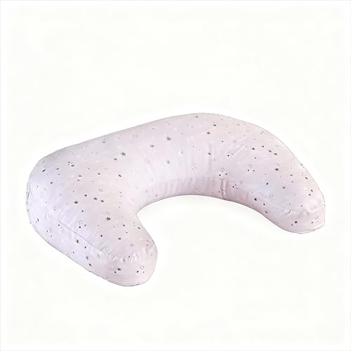 U-Shape Breastfeeding Nursing Pillow Set, 1 Insert and 2 Removable Covers - color: White & Grey Star River