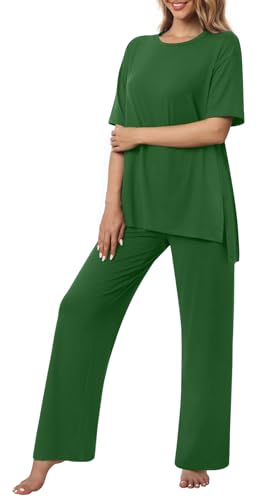 Netsmile Lounge Sets for Women Fall Pajamas 2 Piece Pjs Postpartum Outfits - color: Dark Green, size: X-Large