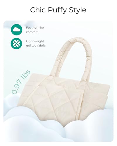 BAGSMART Tote Bag for Women, Puffer Tote Bag for Work Large Shoulder Bag - color: Coffee